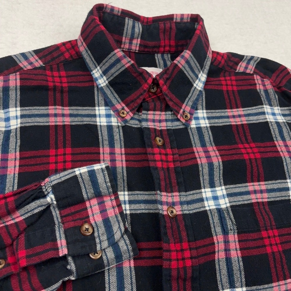 Brooks Brothers Flannel Shirt Men's Medium Windowpane Plaid Layering Regular Fit